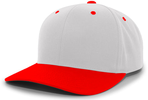 Pacific Headwear Cotton-Poly Hook-And-Loop Adjustable Cap (302C), Color 'SilverRed'